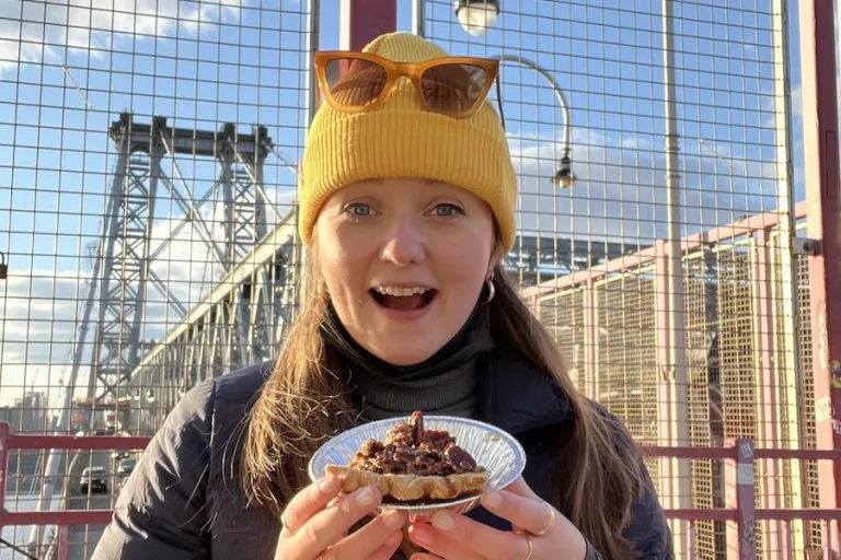 chelsea enjoying a snack in new york